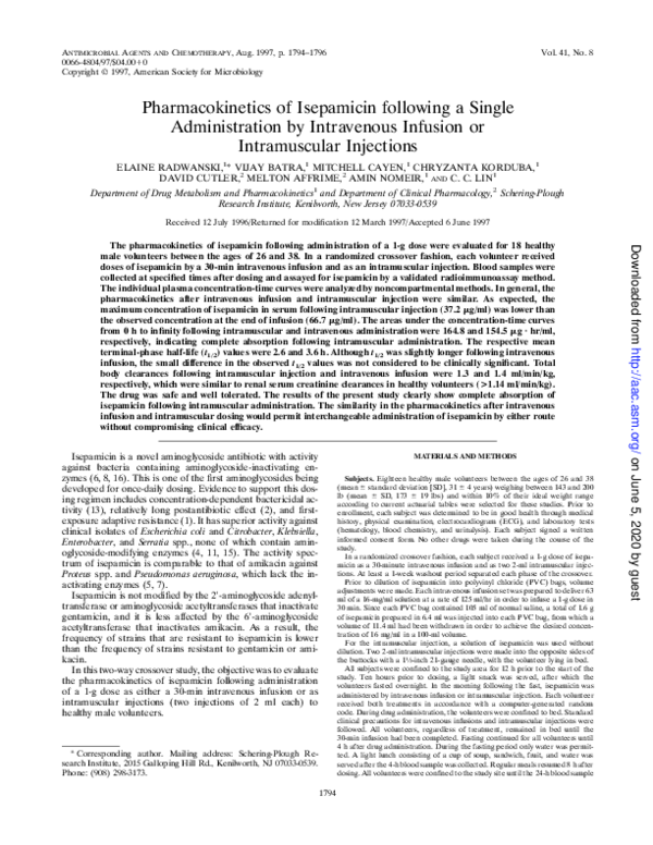 (PDF) Pharmacokinetics of isepamicin following a single administration ...