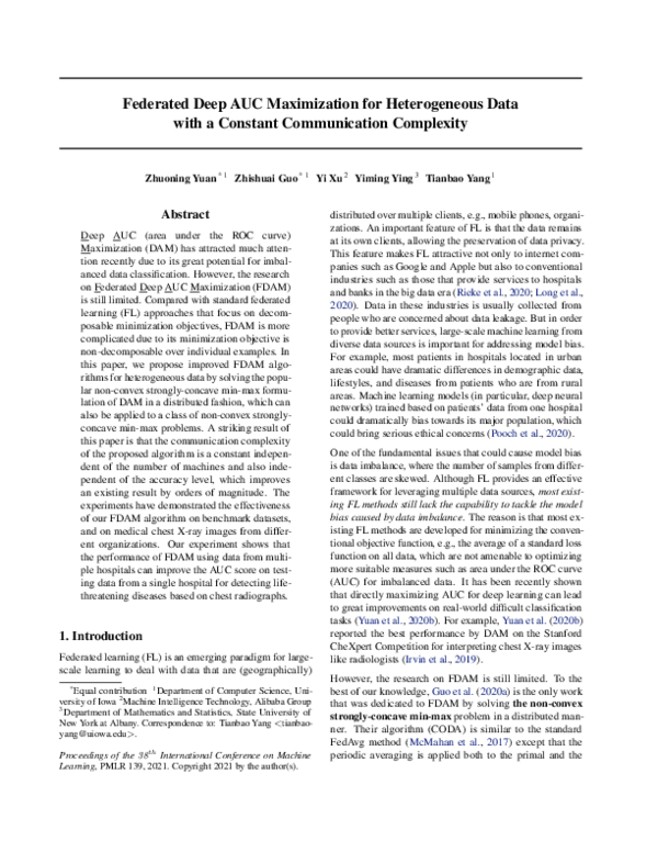 (PDF) Federated Deep AUC Maximization for Heterogeneous Data with a ...