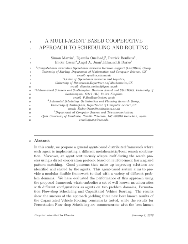 (PDF) A Multi-Agent Based Cooperative 1 Approach to Scheduling and ...