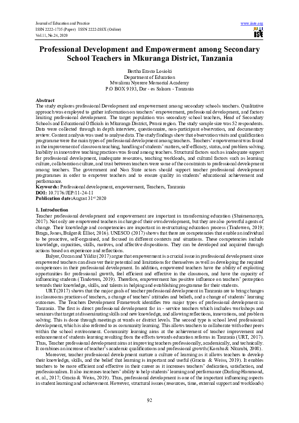 (PDF) Professional Development and Empowerment among Secondary School ...