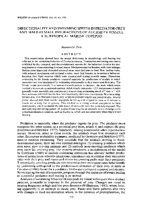 (PDF) Directionality and swimming speeds in predator-prey and male ...