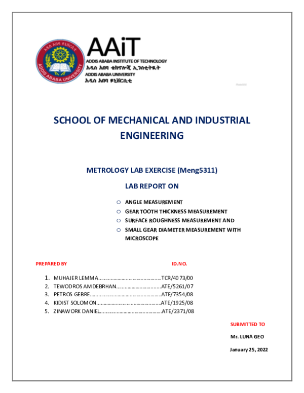 (PDF) METROLOGY LAB EXERCISE FINAL REPORT Muhajer Lemma Academia.edu