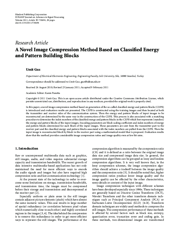 (PDF) A Novel Image Compression Method Based on Classified Energy and ...