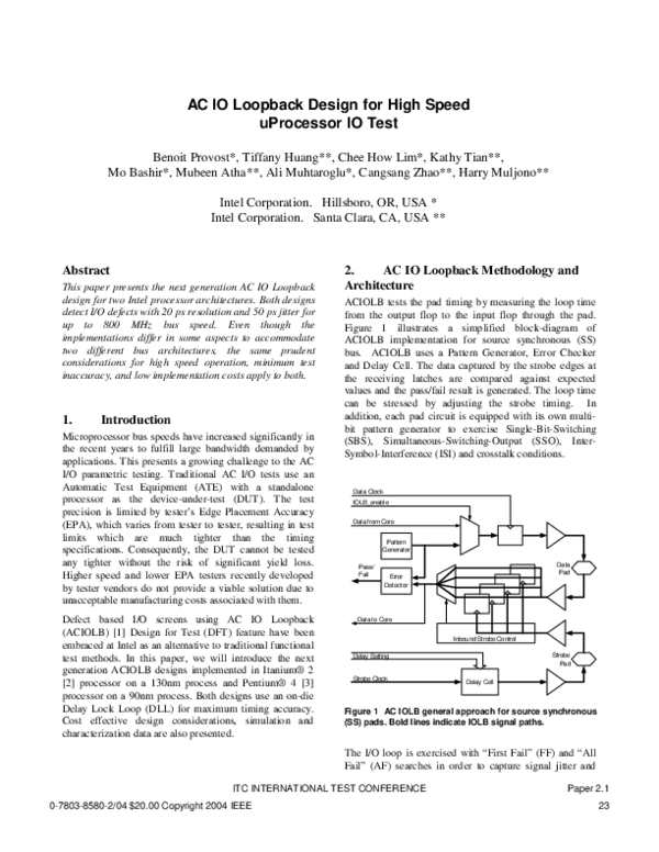 (PDF) Loopback Design for High Speed uProcessor IO Test