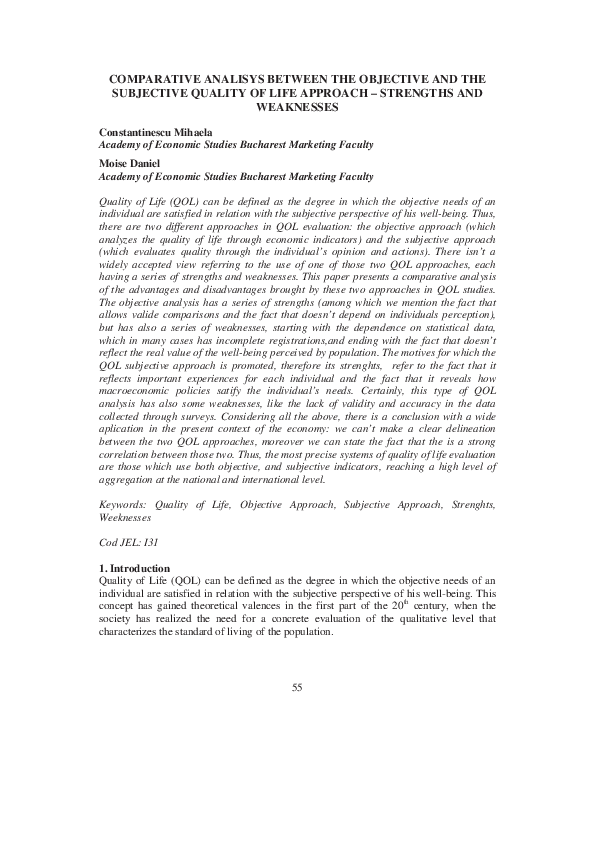(PDF) Comparative Analisys Between the Objective and the Subjective ...