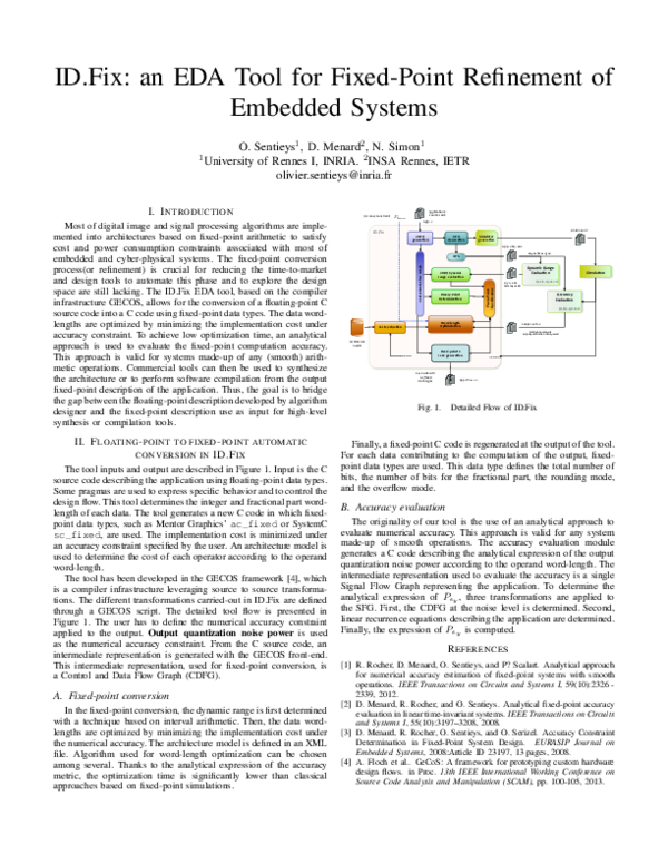 (PDF) ID.Fix: an EDA Tool for Fixed-Point Refinement of Embedded Systems