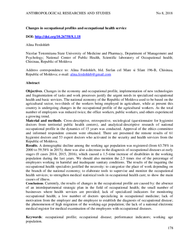(PDF) Changes in occupational profiles and occupational health service