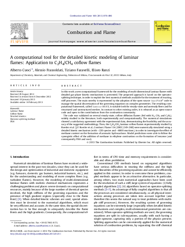 (PDF) A computational tool for the detailed kinetic modeling of laminar ...