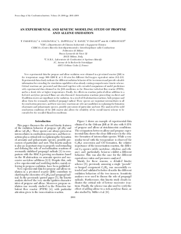 (PDF) An experimental and kinetic modeling study of propyne and allene ...