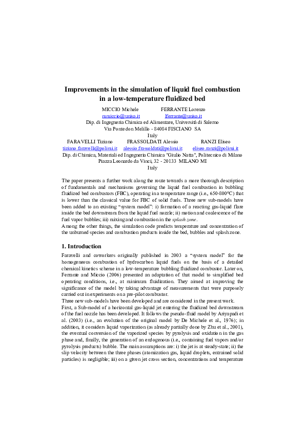 (PDF) Improvements in the simulation of liquid fuel combustion in a low ...