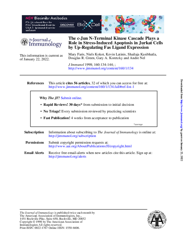 (PDF) The c-Jun N-terminal kinase cascade plays a role in stress ...