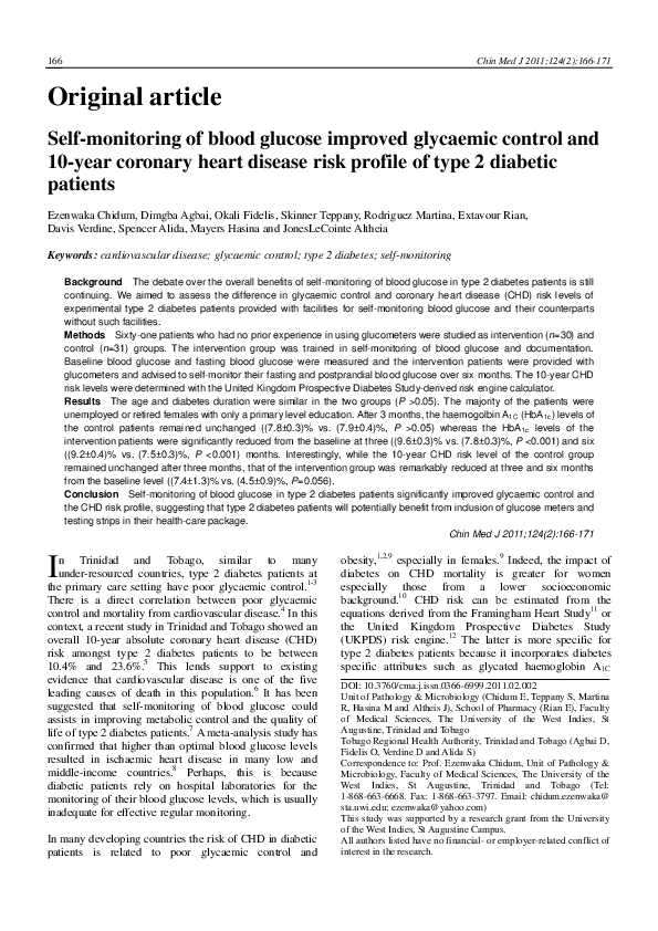 (PDF) Self-monitoring of blood glucose improved glycemic control and ...