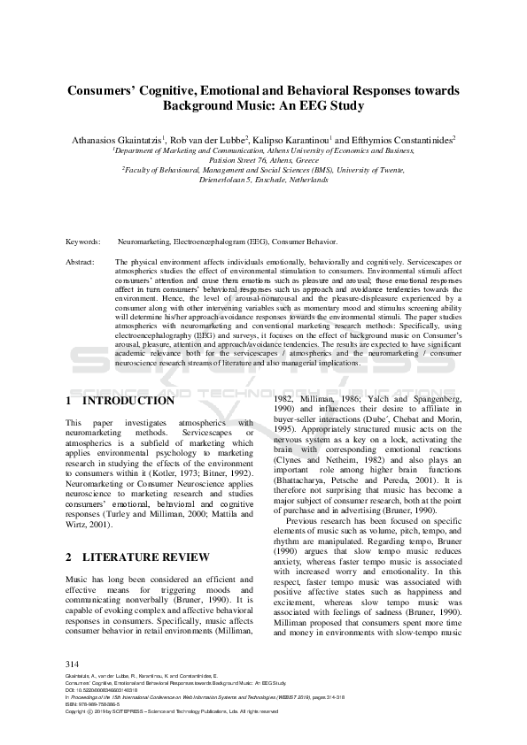 (PDF) Impact of Background Music on Consumer Responses: An EEG Study