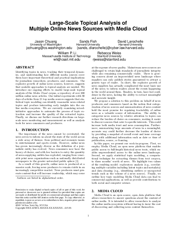 (PDF) Large-Scale Topical Analysis of Multiple Online News Sources with ...