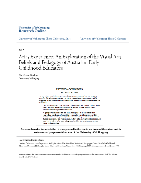 (PDF) Art is Experience: An Exploration of the Visual Arts Beliefs and ...