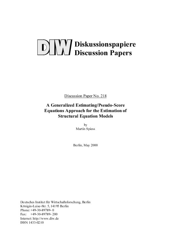 (PDF) A Generalized Estimating/Pseudo-Score Equations Approach for the ...
