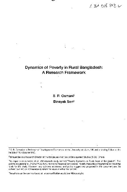 (PDF) Dynamics of Poverty in Rural Bangladesh: A Research Framework