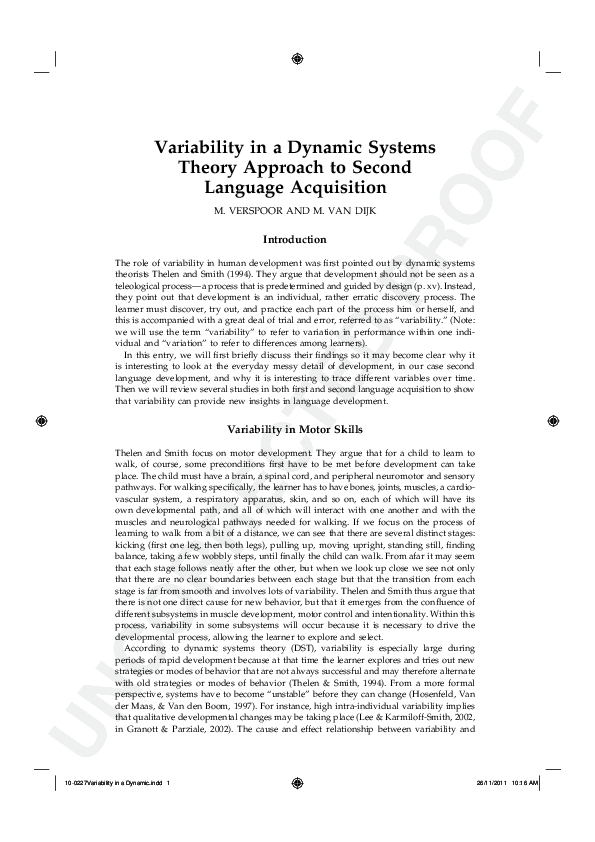 Dynamic Systems Approach