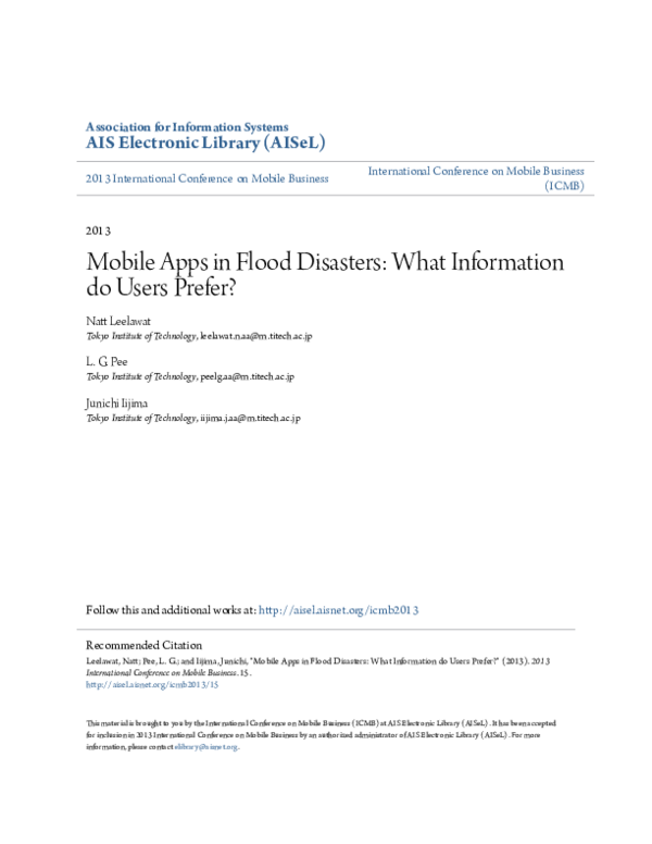 (PDF) Mobile Apps in Flood Disasters: What Information do Users Prefer?