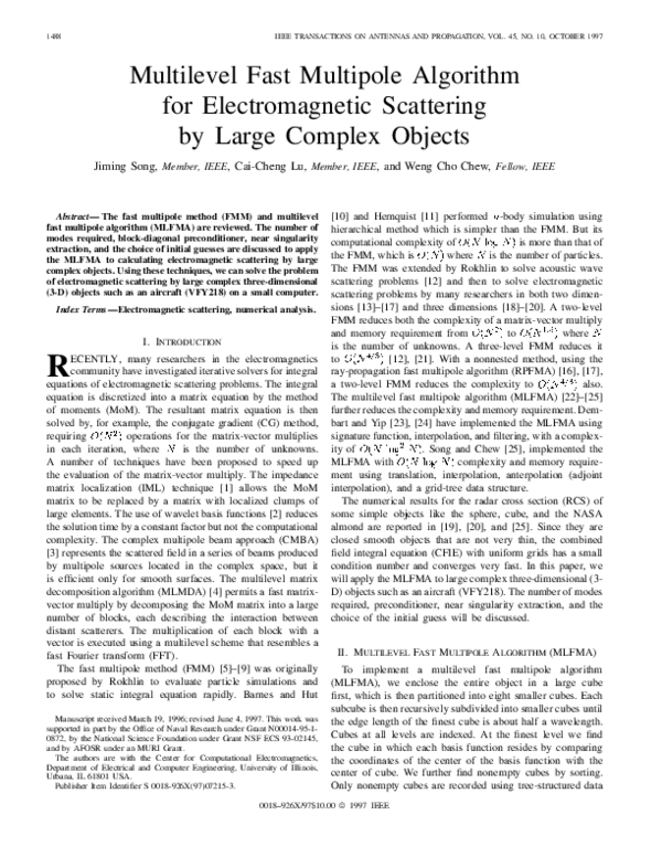 (PDF) Multilevel Fast Multipole Algorithm for Electromagnetic ...