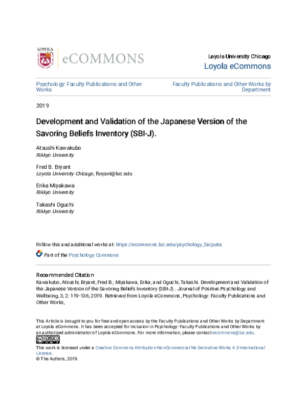 (PDF) Development and Validation of the Japanese version of the ...