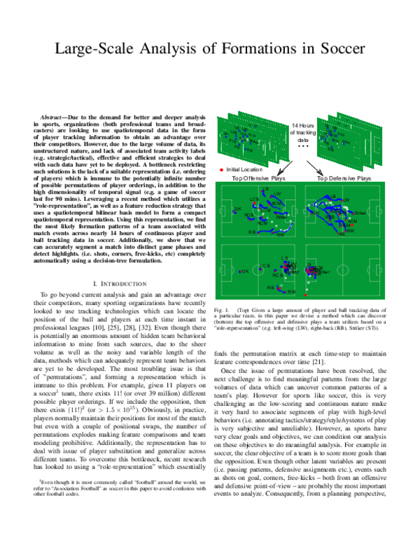 (PDF) Largescale analysis of formations in soccer Stuart
