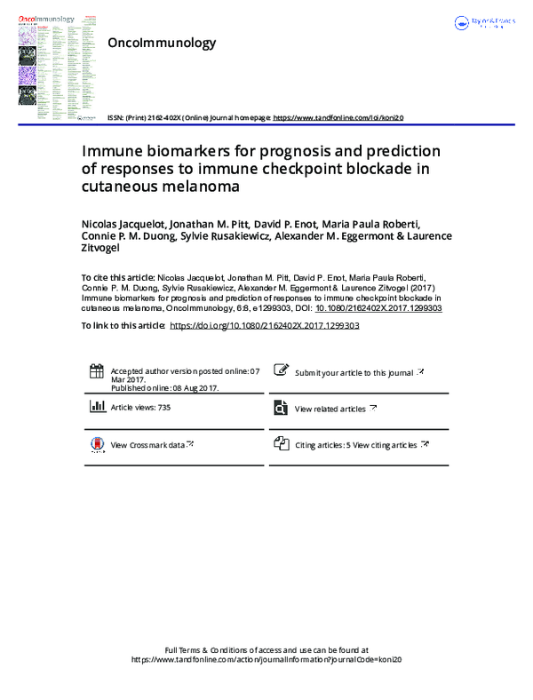 (PDF) Immune biomarkers for prognosis and prediction of responses to ...