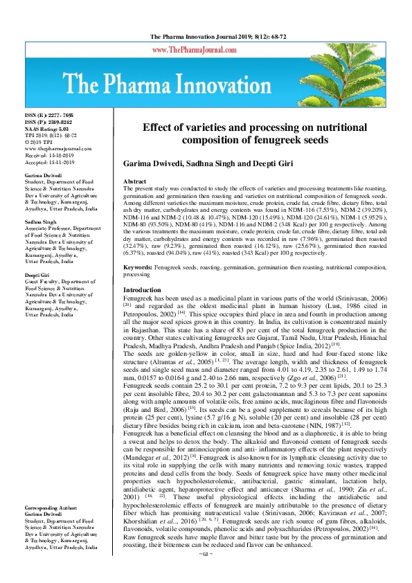 (PDF) Effect of varieties and processing on nutritional composition of ...