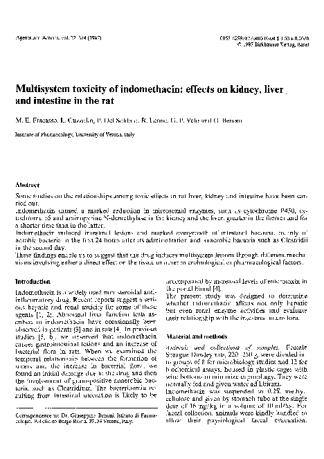 (PDF) Multisystem toxicity of indomethacin: Effects on kidney, liver ...