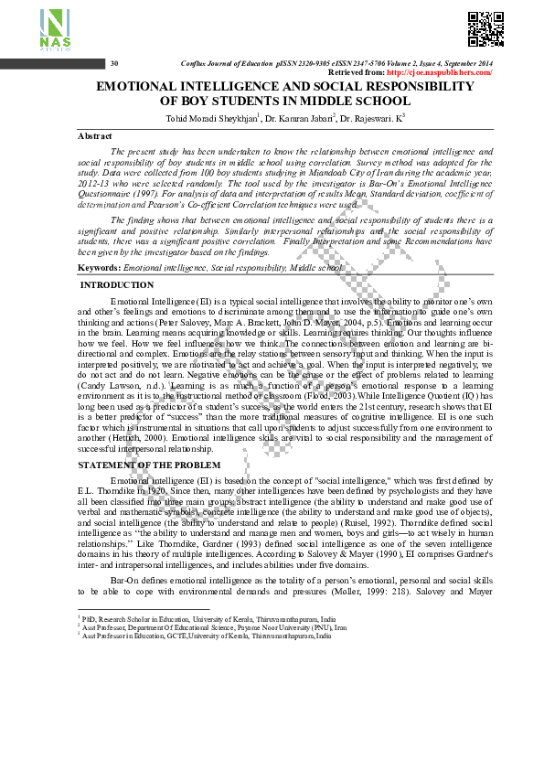 (PDF) Emotional Intelligence and Social Responsibility of Boy Students ...