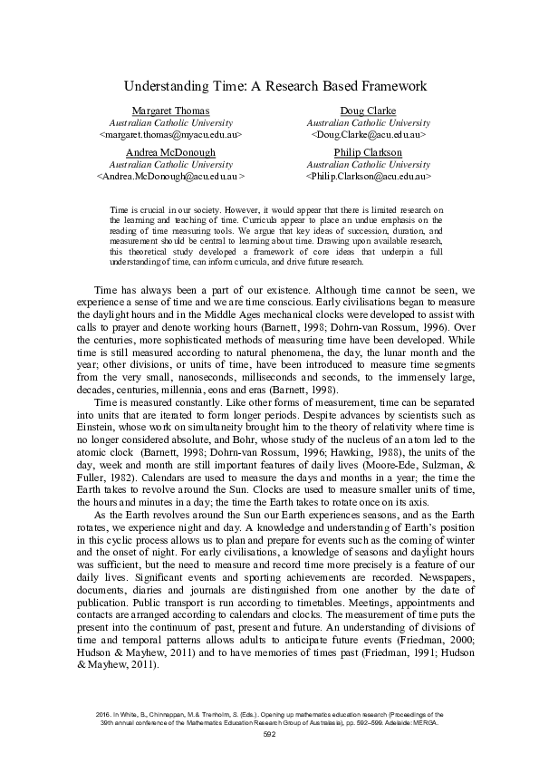(PDF) Understanding time: A research based framework