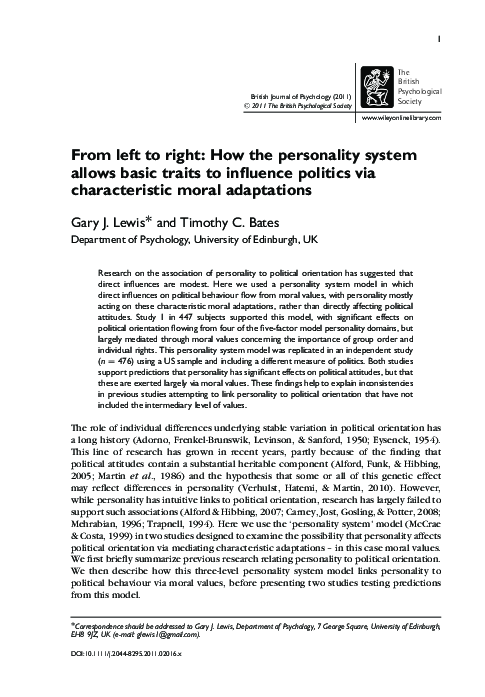 PDF) From left to right: How the personality system allows
