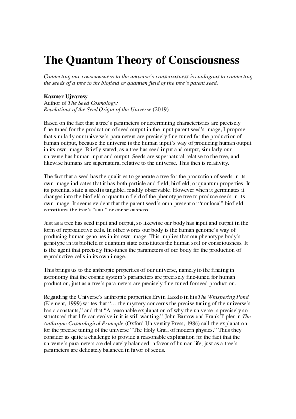 (PDF) The Quantum Theory of Consciousness