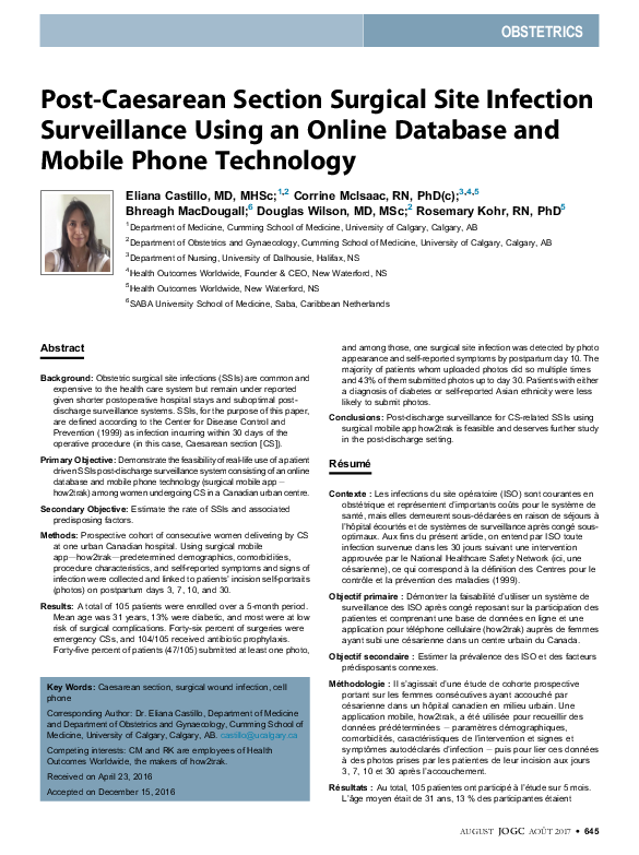 (PDF) Post-Caesarean Section Surgical Site Infection Surveillance Using ...