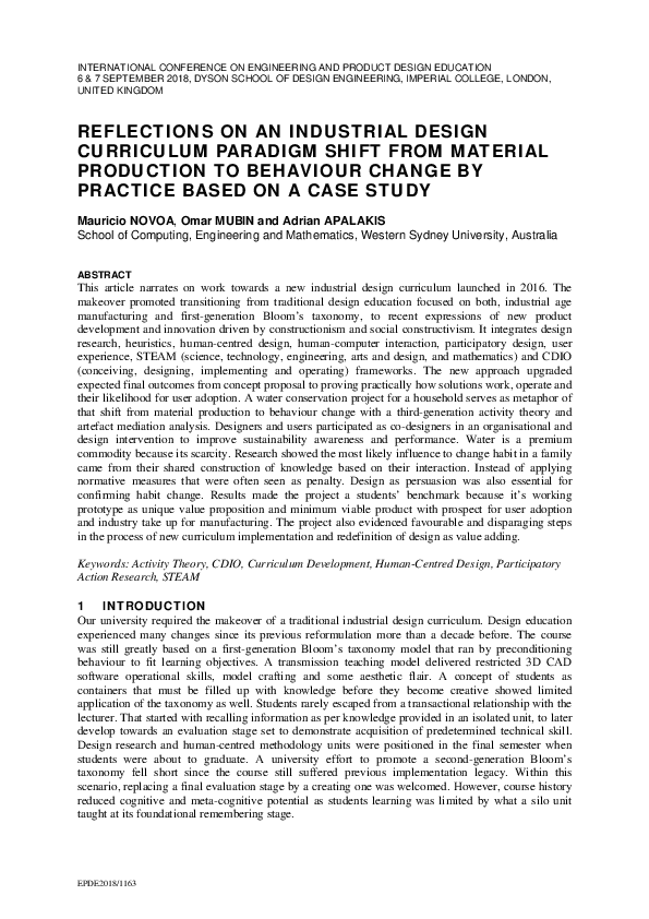 Photo inspiration: Pdf Reflections On An Industrial Design Curriculum Paradigm Shift Photo Inspiration
