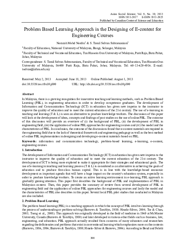(PDF) Problem Based Learning Approach in the Designing of E-content for ...