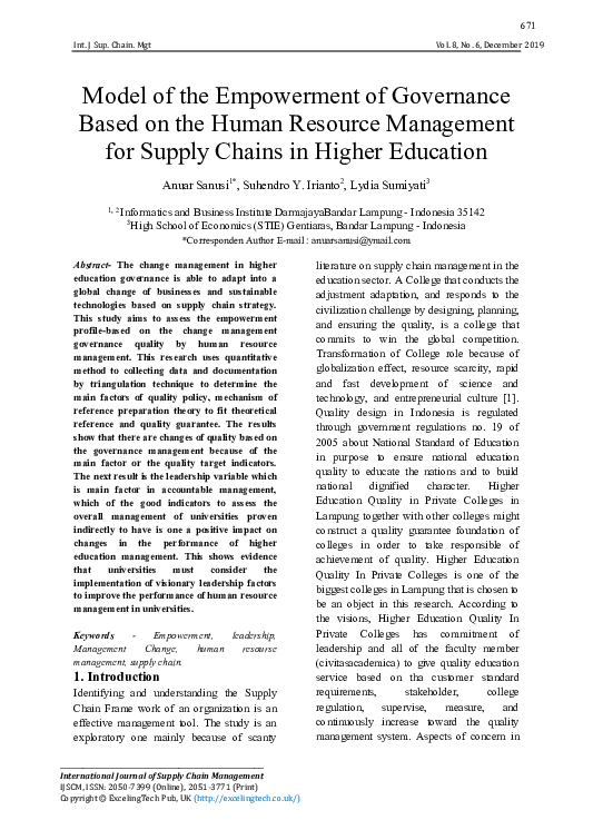 (PDF) Model of the Empowerment of Governance Based on the Human ...