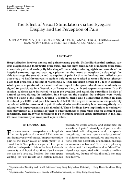 (PDF) The Effect of Visual Stimulation via the Eyeglass Display and the ...