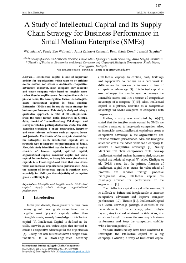 (PDF) A Study of Intellectual Capital and Its Supply Chain Strategy for ...