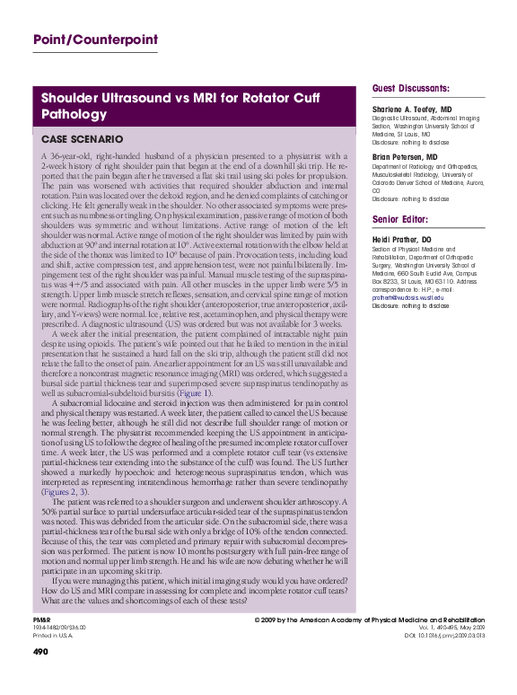 (PDF) Shoulder Ultrasound vs MRI for Rotator Cuff Pathology
