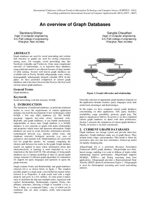(PDF) An Overview of Graph Databases