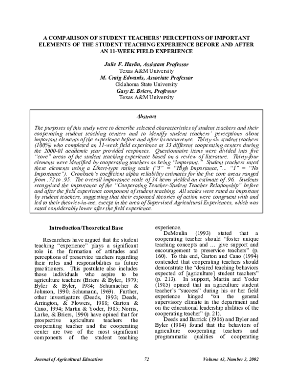 (PDF) A Comparison Of Student Teachers' Perceptions Of Important ...