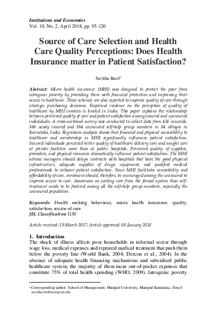 (PDF) Source of Care Selection and Health Care Quality Perceptions ...