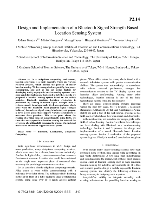 (PDF) Design and implementation of a bluetooth signal strength based ...