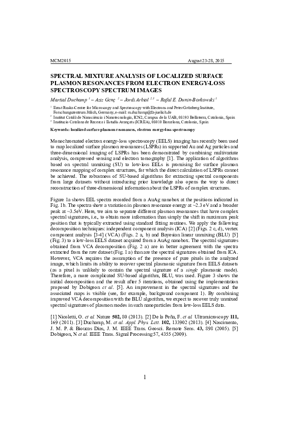 (PDF) Spectral Mixture Analysis of Localized Surface Plasmon Resonances ...