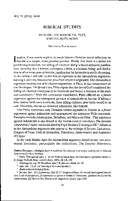 Feticide, the Masoretic Text and the Septuagint 