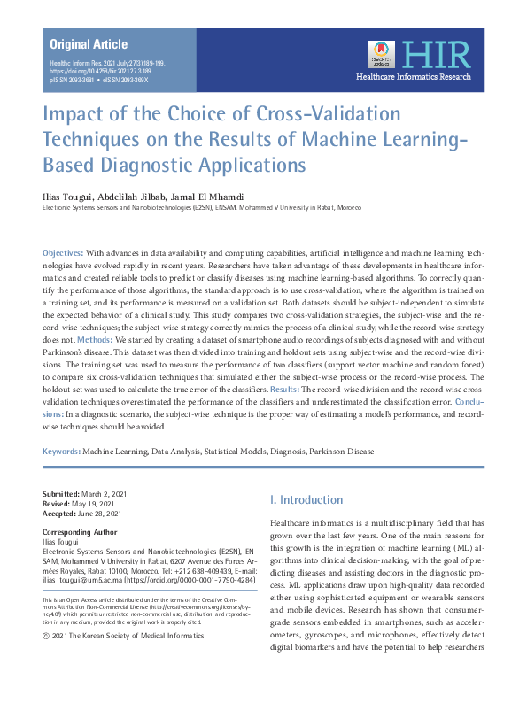 (PDF) Impact of the Choice of Cross-Validation Techniques on the ...