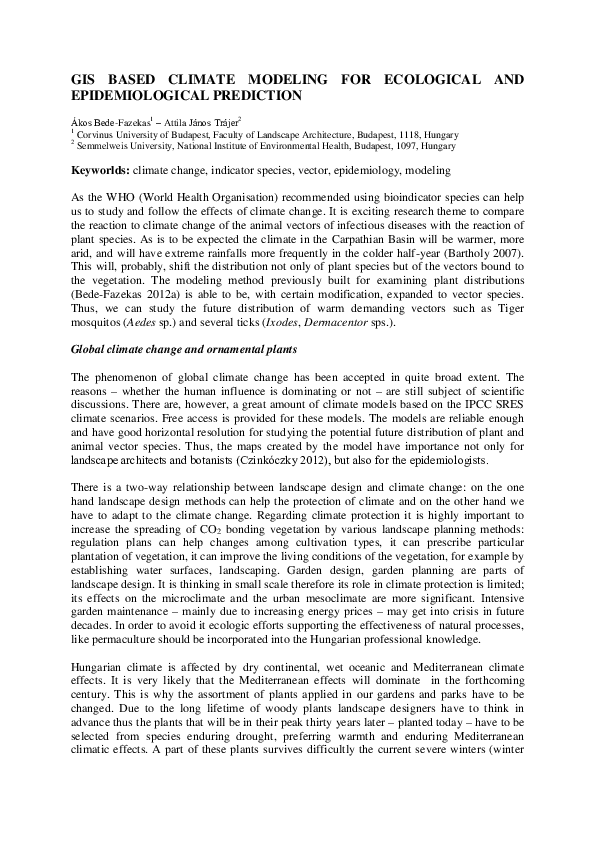 (PDF) GIS based climate modeling for ecological and epidemiological ...