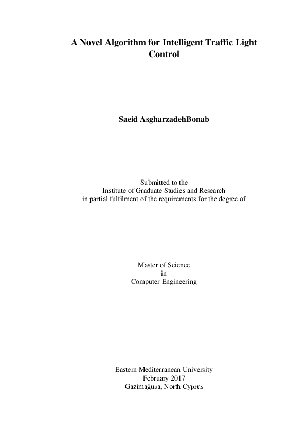 (PDF) A Novel Algorithm for Intelligent Traffic Light Control