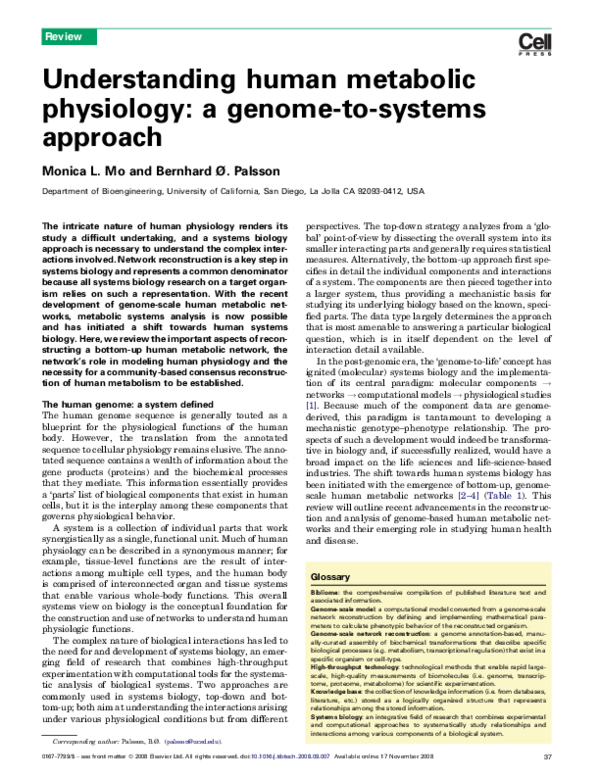(PDF) Understanding human metabolic physiology: a genome-to-systems ...
